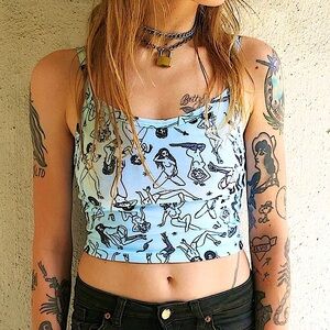 Blue strippers & knives🔪 cami crop top